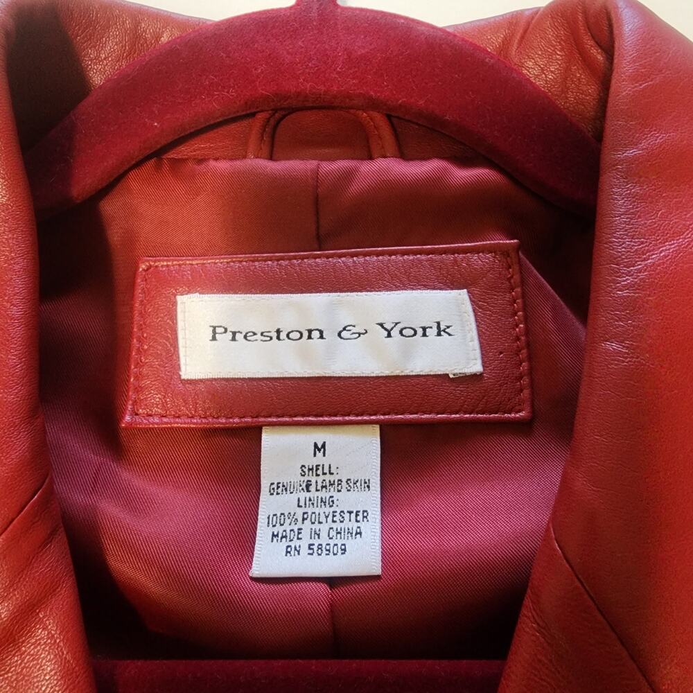 Preston & York Vintage red lambskin leather blazer jacket Womens M - Picture 3 of 7